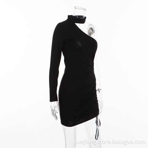 Design Sexy Plain Slim One Shoulder Drawstring Women